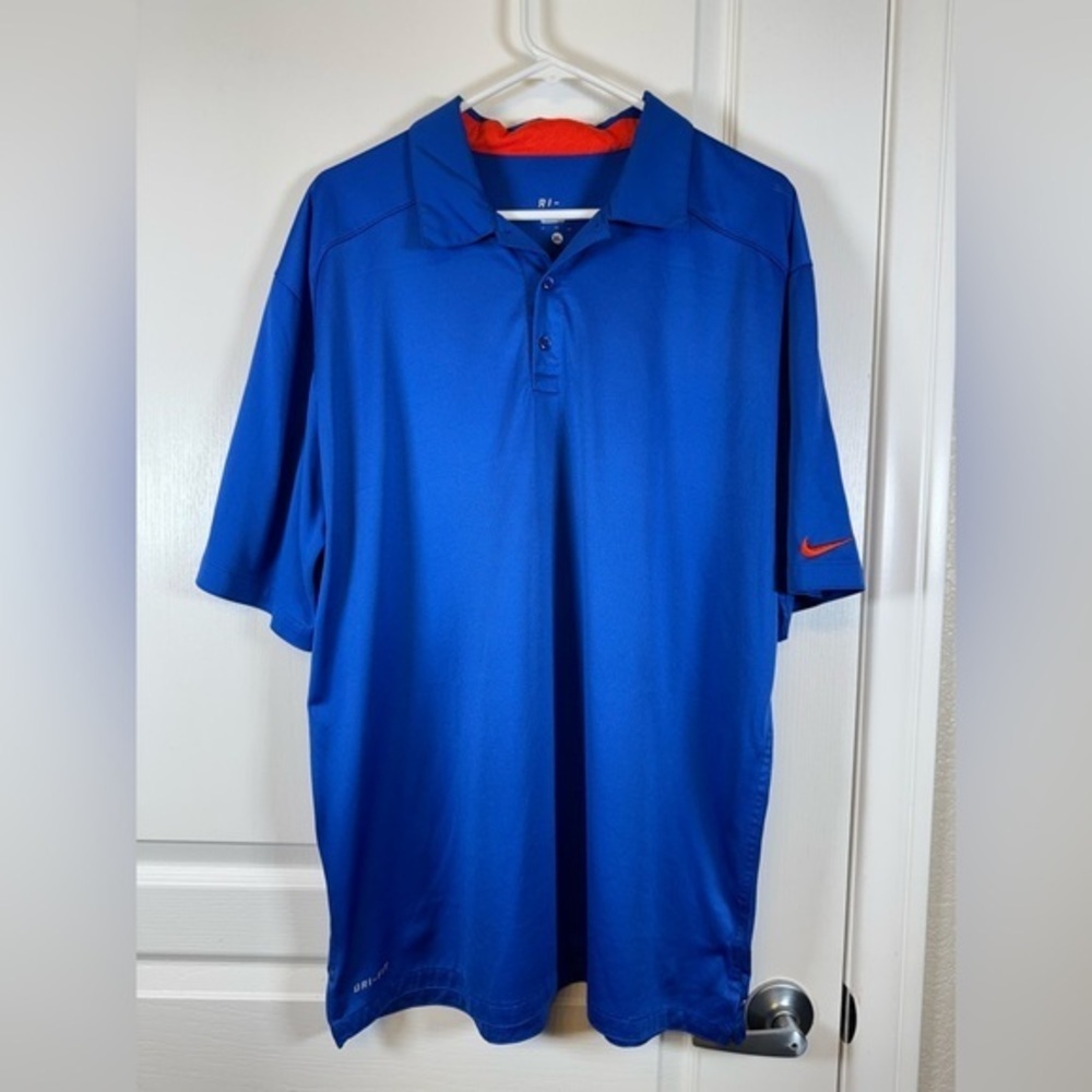 Nike Golf Standard Fit Dri-Fit Polo Shirt Teal Navy Blue Size XL EUC #2556